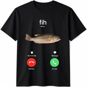 Fih Calling Remind me Message Decline Accept Phone Call Fish T-Shirt