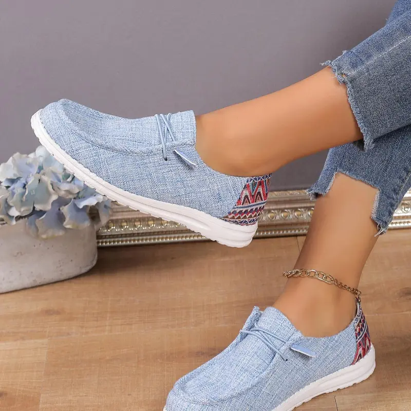 Summer Fashionable Solid Color Round Toe Slip-on Women Shoes, Designer Shoes, Walking Shoes, Casual Comfortable Versatile Sports Shoes, Trendy Lace up Shoes for Daily Wear, Lightweight Slip Ons, Slip On Footwear