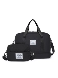 Waterproof Diamond Quilted Makeup Train Case with Separate Shoe Compartment Large Capacity Travel Duffle Bag Gym Maternity Tote Crossbody Bag Set