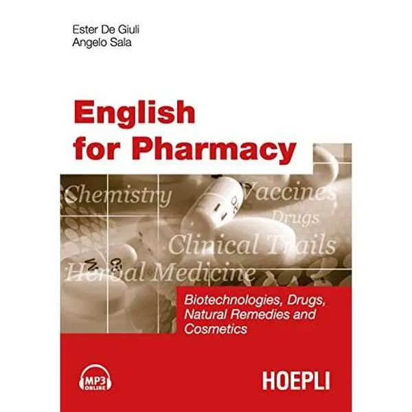 Used English for Pharmacy Book with CD Audio, Pharmacology Learning Material by Ester De Giuli