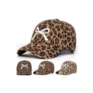 2026 New Unisex Leopard Print Bow Hat | Stylish Adjustable Comfortable Woven Hat for Sport & Leisure
