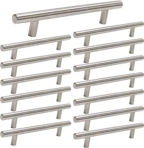 15 Pack Brushed Nickel Cabinet Pulls 3 Inch Handles Stainless Steel Cabinet Hardware for Kitchen and Bathroom Cabinets, 5 Inch Overall Drawer Pull