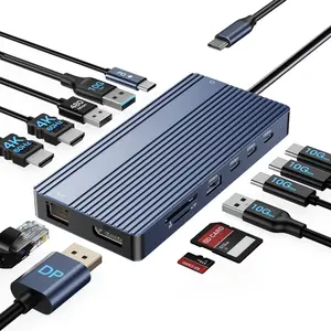 USB C Docking Station Dual HDMI , Laptop Docking Station Triple Display, with 2 HDMI+DP(4K60Hz), Ethernet, 3 USBC 10Gbps,100W PD, SD/TF 3.0, Audio - for MacBook, , , Surface