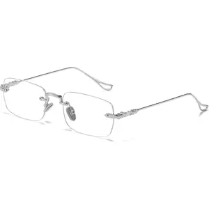 Rimless Blue Light GLasses for Women Office-Siren Bayonetta Non Prescription Metal Rectangle Frameless Eyewear