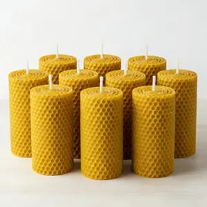 Small beeswax candles - set of 9 yellow/white candles, handmade honeycomb candles, suitable for wedding, Party decoration, banquet home atmosphere