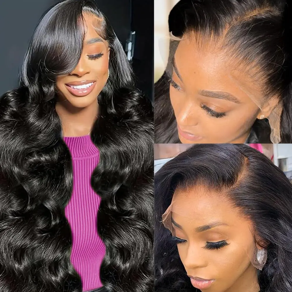 Bling Hair Body Wave 13x4 13x6 360 HD Lace Frontal Human Hair Wig Glueless Wig Human Hair Brazilian 100% Remy Hair Smooth Straight Transparent Lace Front Wig For Women Preplucked Hairline