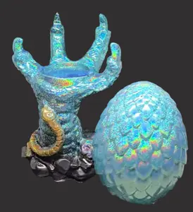 Nati Loves Creations' Mystic Dragon's Grasp: Blue Ice & Fire Holo Dragon Egg Epoxy Set