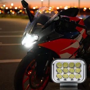 FCCEMC 2PCS 12V-80V Car Led Strobe Motorcycle Headlight LED Fog Lights Bulb Projector Headlight Motorbike Running Lamps