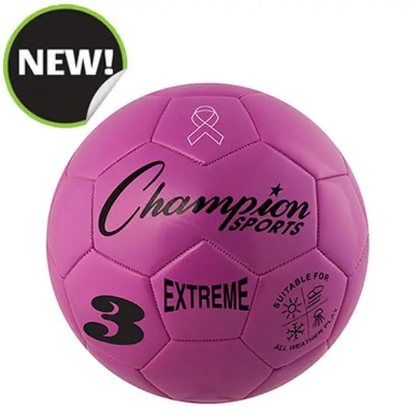 CHAMPION Extreme Series Futsal Soccer Balls, 3-Pack, Size 3, Pink All-Weather PU Cover, Patented Machine-Stitched with Butyl Bladder