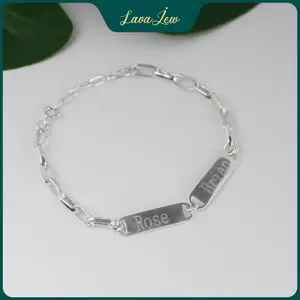 LavaJewelry, Personalized Couple Bracelet, 925 Sterling Silver, Silver Bracelet for Couple