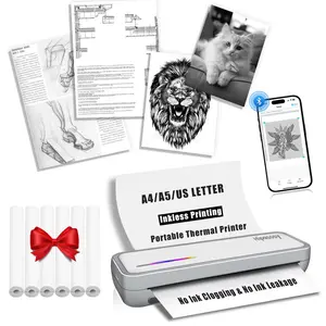 Portable Thermal Wireless Printers for Home Use, Inkless-Bluetooth-Printer Support for 8.5"x11" US Letter & A4 Size Thermal Paper Compatible with iOS, Android & Laptop for Tattoo,Travel,Office，office accessories