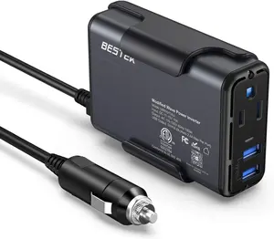 150W Power Inverter DC 12V to 110V AC Converter 4.2A Dual USB Car Plug Adapter Outlet Converter (Gray)
