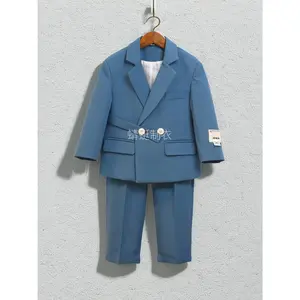 NewNew' Fashionable Suit Set with Jacket and Pants - Polyester Work Style Solid Color Suit, Regular Sleeve, Non-Stretch Fabric, Button Detail, Regular Fit for Spring/Summer/Fall, Woven Material, Lined with Polyester, Suitable for Ages 3+,-LIU