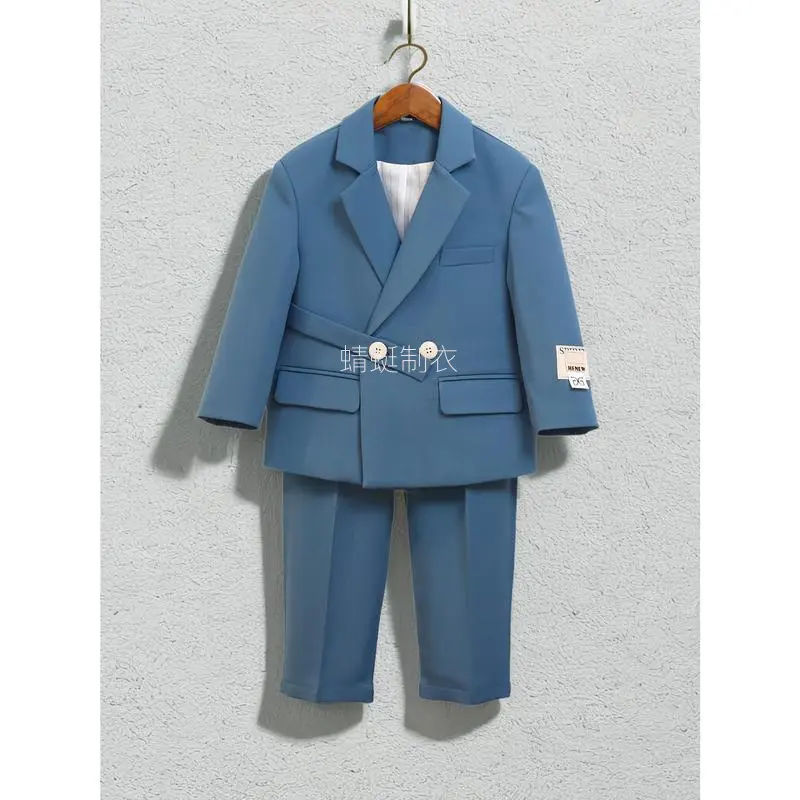Girls' 2-Piece Solid Workwear Suit Set - Woven Regular Sleeve Button Blazer, Regular Fit Pants, Viscose-Elastane Non-Stretch Fabric, Machine Washable, for Over 3 Years Old Kids (3-4y/4-5y)