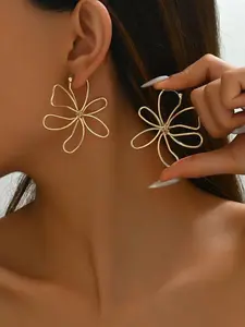 Hollow Out Flower Design Dangle Earrings, Fashionable Jewelry for Women, Trendy All-match & Exquisite Jewelry for Birthday Gift