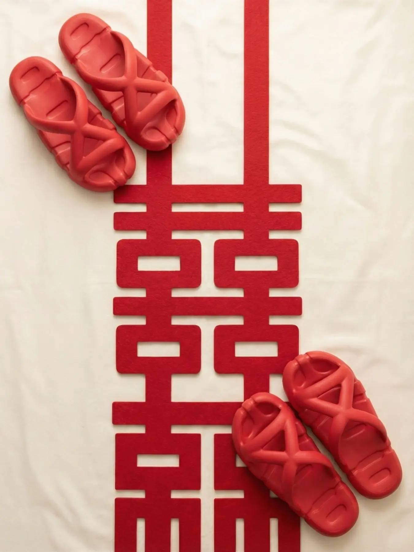 Double Happiness Eva Wedding Slippers, Comfortable One-Word Lucky Design, Perfect for Weddings and Celebrations, Easy-To-Wear Footwear