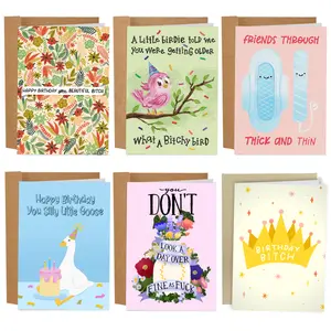 Funny Best Friend Birthday Cards Set - Funny Friend Birthday Greeting Card Bundle Bestie Birthday Happy Birthday