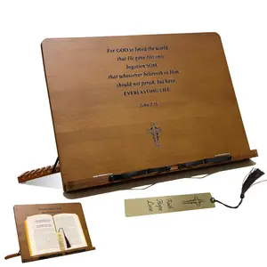 Bible Stand Holder for Reading, Christian Gifts for Women/Men, Easter Religious Gifts - Adjustable Book Display Stand for Home, Large Portable Prayer Book Holder with Page Clips