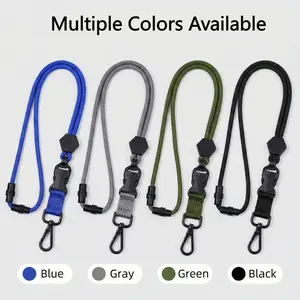 Hexagonal Adjustable Metal Hook with Round Rope Strap, Detachable Safety Buckle, Phone ID Holder, Secure Hanging, Phone Lanyard