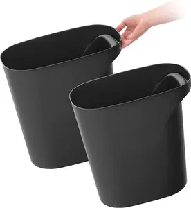 Matte Plastic 2-Pack 6 Gallon Trash Can with Handles - Compact Design for Home, Office, Kitchen, Bedroom, Bathroom - Easy to Handle & Maintain