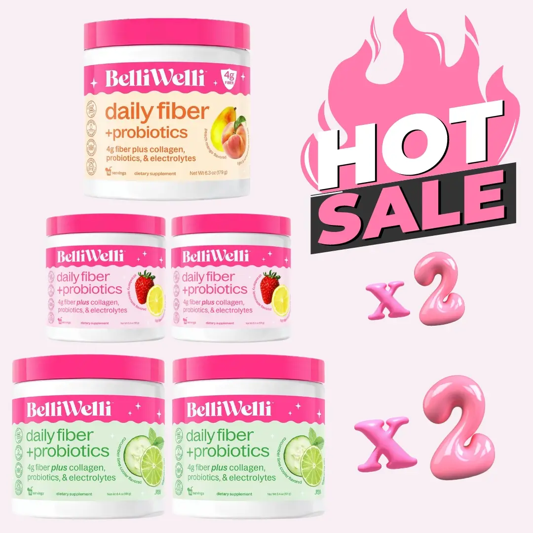 Special 5 Tub Bundle - BelliWelli Daily Fiber + Probiotics + Collagen Fitness Su...