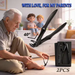 The black super long handle elbow nail clipper is specially designed for the elderly, professionally dealing with large openings in thick and hard nails, anti-splash design, sharp and durable, easy and labor-saving, unisex.,