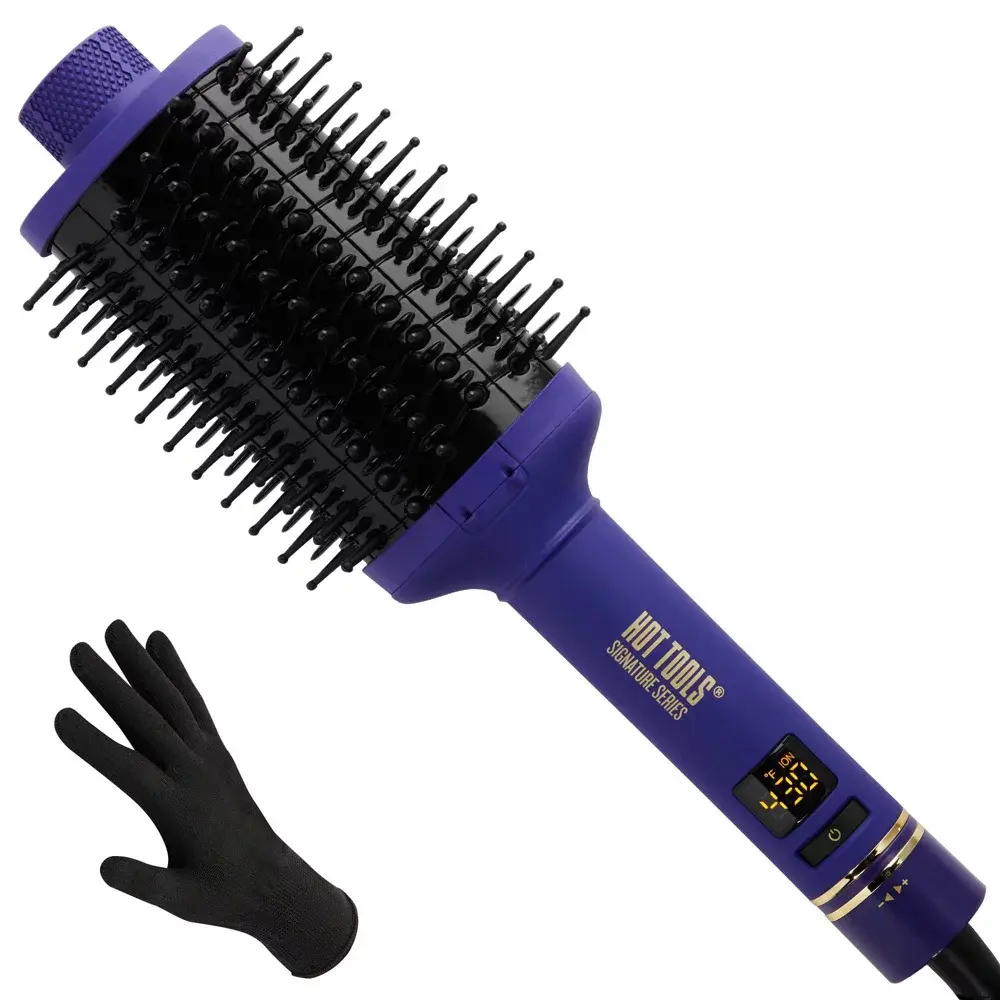 Hot Tools Pro Signature Heated Round Hair Styling Brush: Volumizing All Hair Types 10 Heat Settings Electric