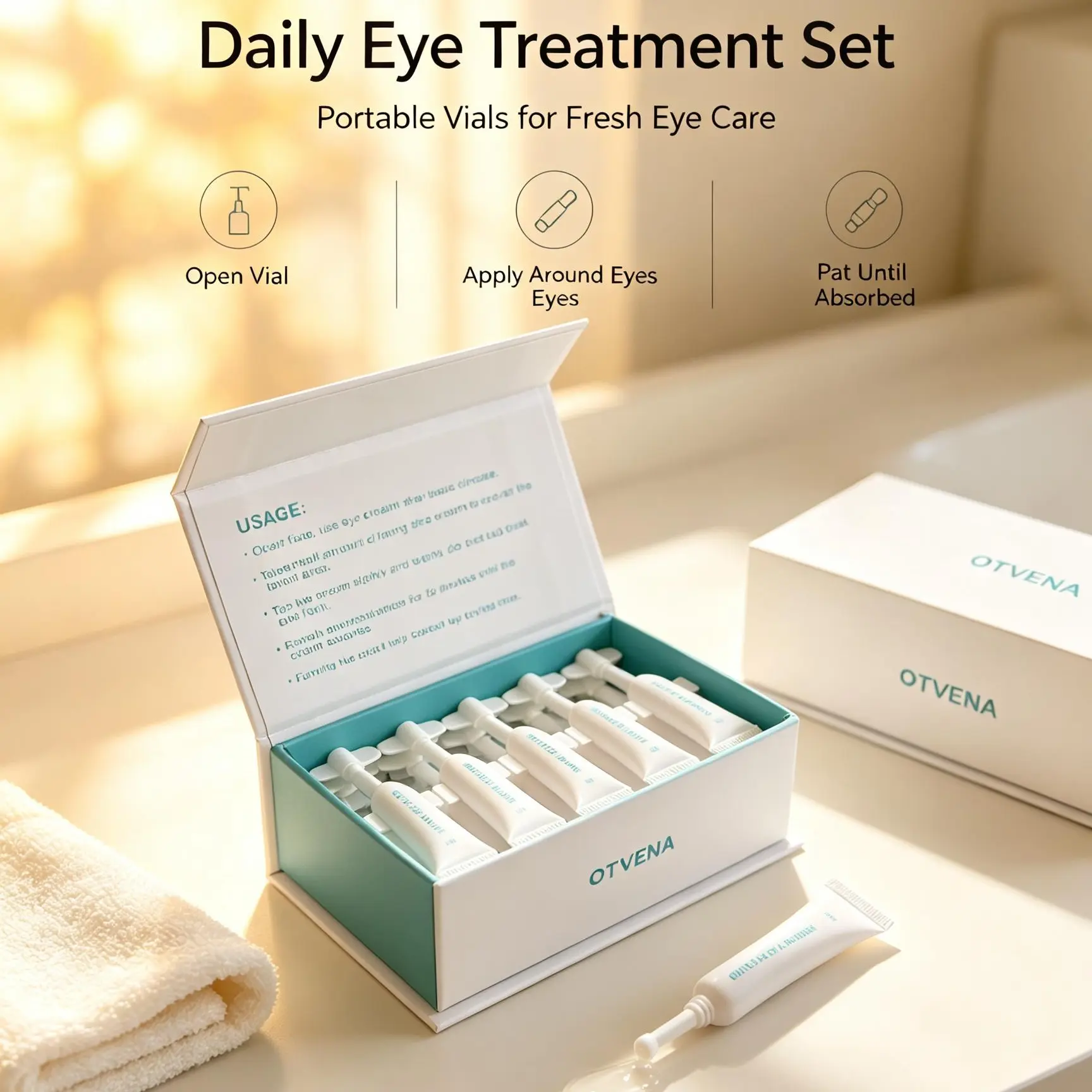 OTVENA Single Use Instant Eye Cream Vials Set 25 Counts, Hydrating & Soothing Under Eye Daily Care, Portable Travel Friendly Eye Treatment for Delicate Eye Area Skin