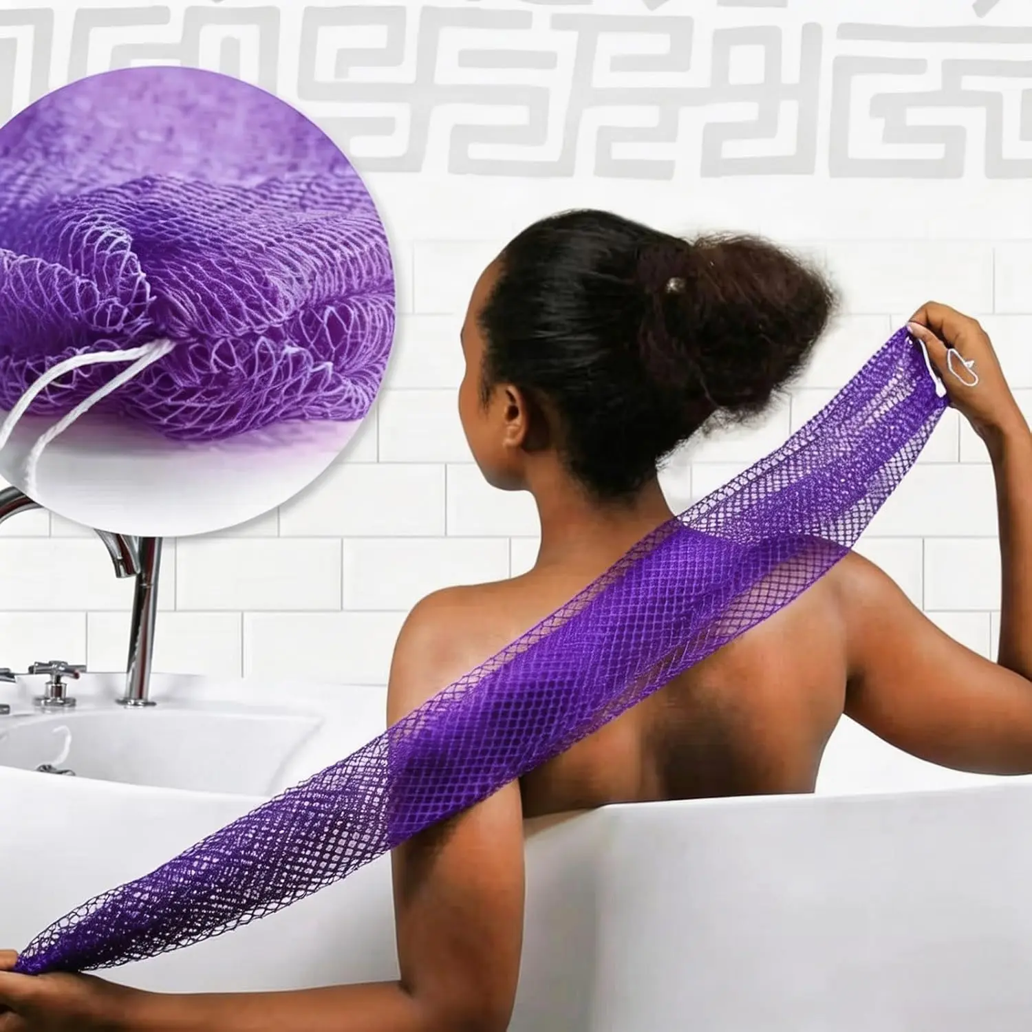 African Net Sponge Authentic, Exfoliating Bath Sponge, Body Scrubber Shower Loofah for Daily Use, Travel Portable Bath Essentials, Accessories, Personal, Body Wash Sponge