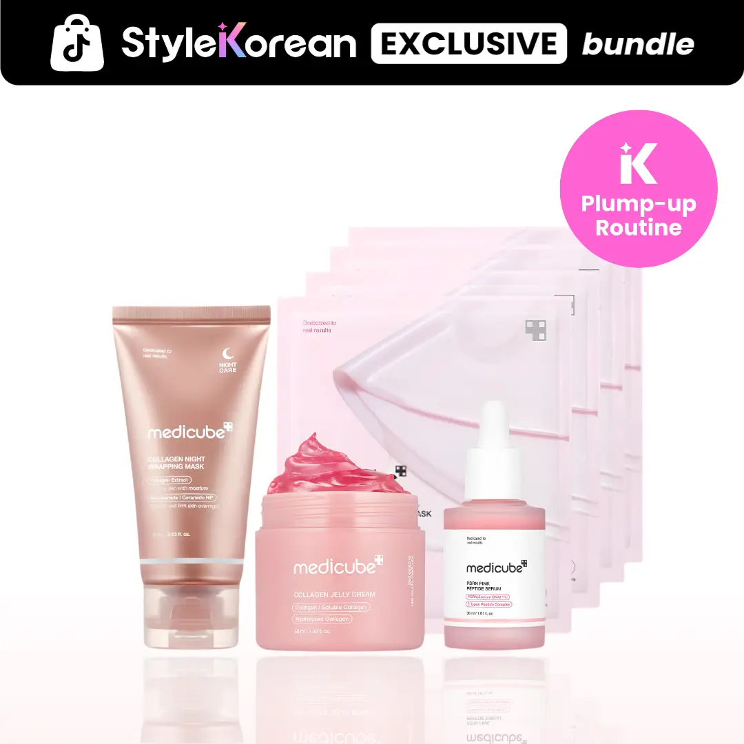 [Medicube] Plump-Up Set with Collagen + PDRN Set (Elastic, Glass Skin | Collagen Jelly Cream, Collagen Night Wrapping Mask, PDRN Pink Collagen Gel Mask, PDRN Pink Peptide Serum)