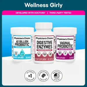 Physician's Choice Wellness Girly Stack: Feminine, Bloating & Gut Health Support with Vaginal Probiotic + 60 Billion Probiotic + Digestive Enzymes