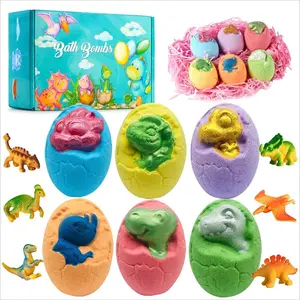 P-TBT022  Bath Bombs for Kids - XL Dino Eggs Bath Bomb with Surprise Toys Inside, Kids Bath Bomb Gift Set, Natural Bubble Bath, Dinosaur Bathbombs Birthday Gift for Boys Girls