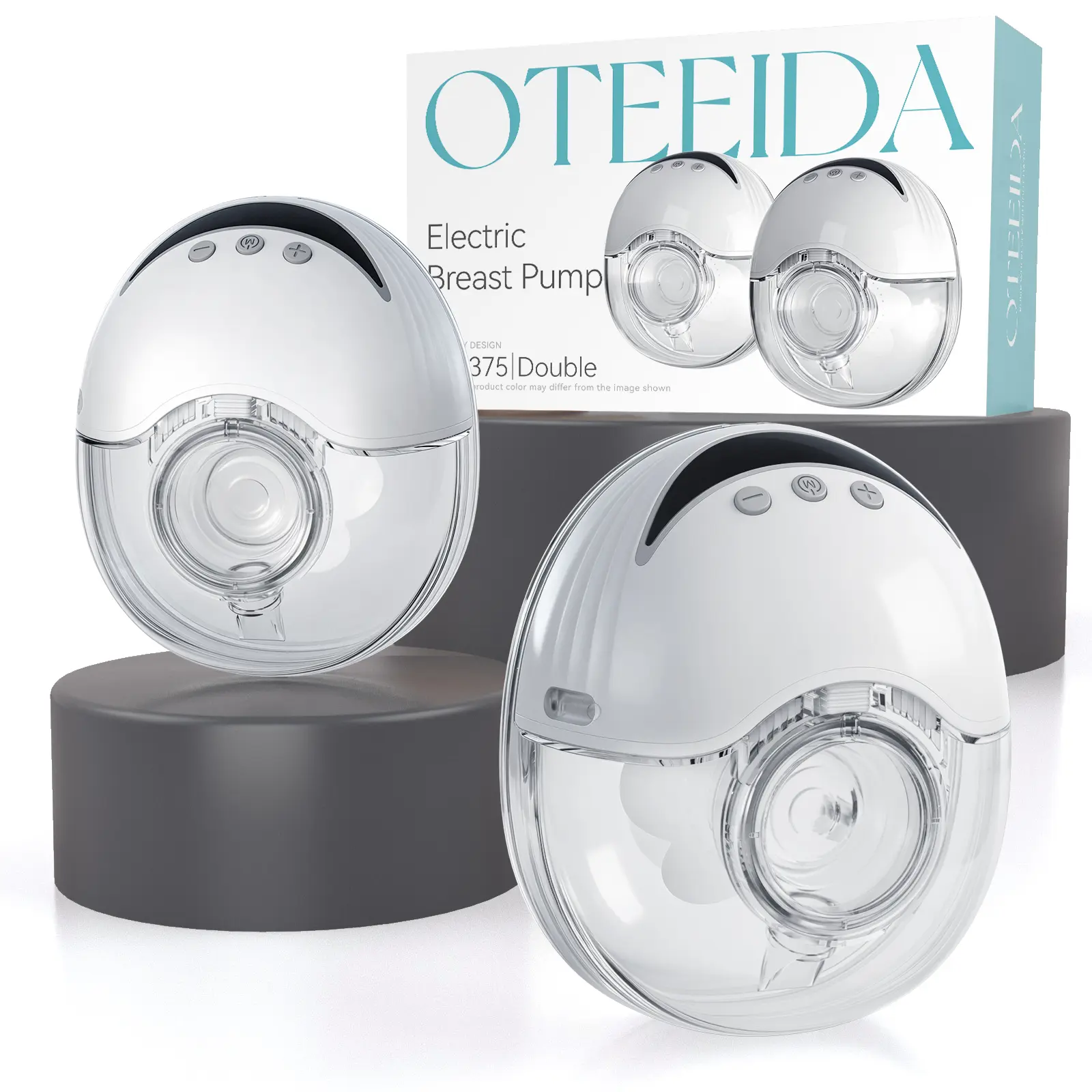 OTEEIDA Hands Free Wearable Breast Pump 2 Pack, Portable Electric Breast Pump with 4 Modes, 12 Suction Levels, Quiet Design & Storage Bags, Designed for Busy Moms at Home, Work and Travel