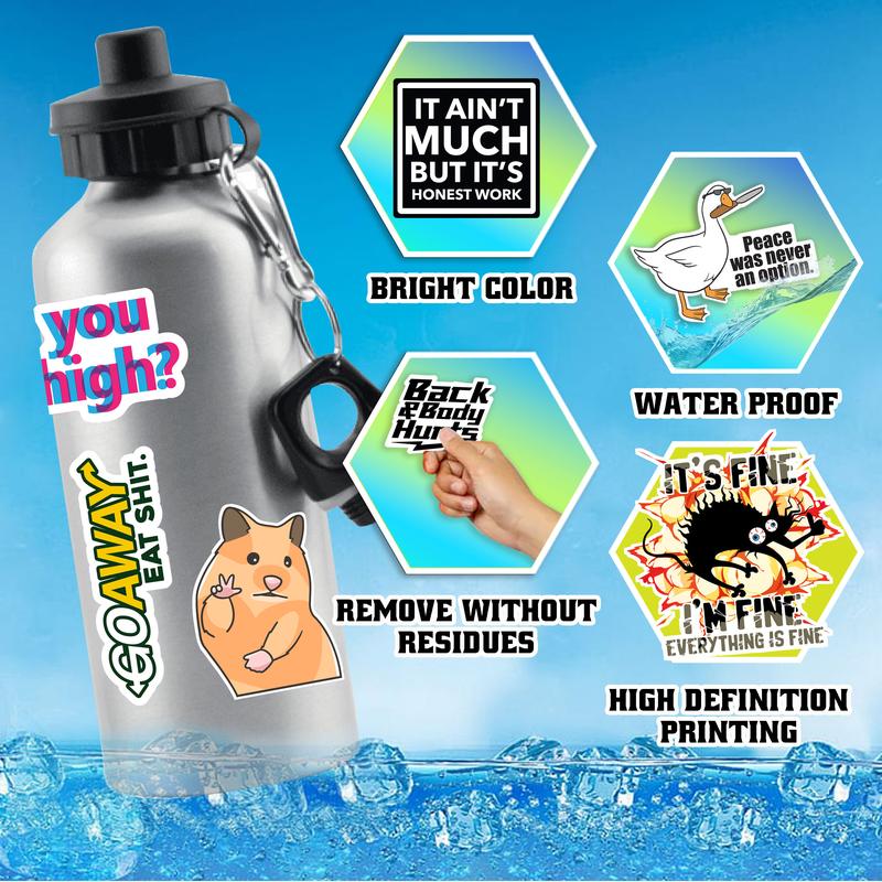 100-200 PCS Funny Prank Meme Sticker Pack – Hilarious, Waterproof Vinyl Decals for Laptops, Water Bottles, Hard Hats, and More