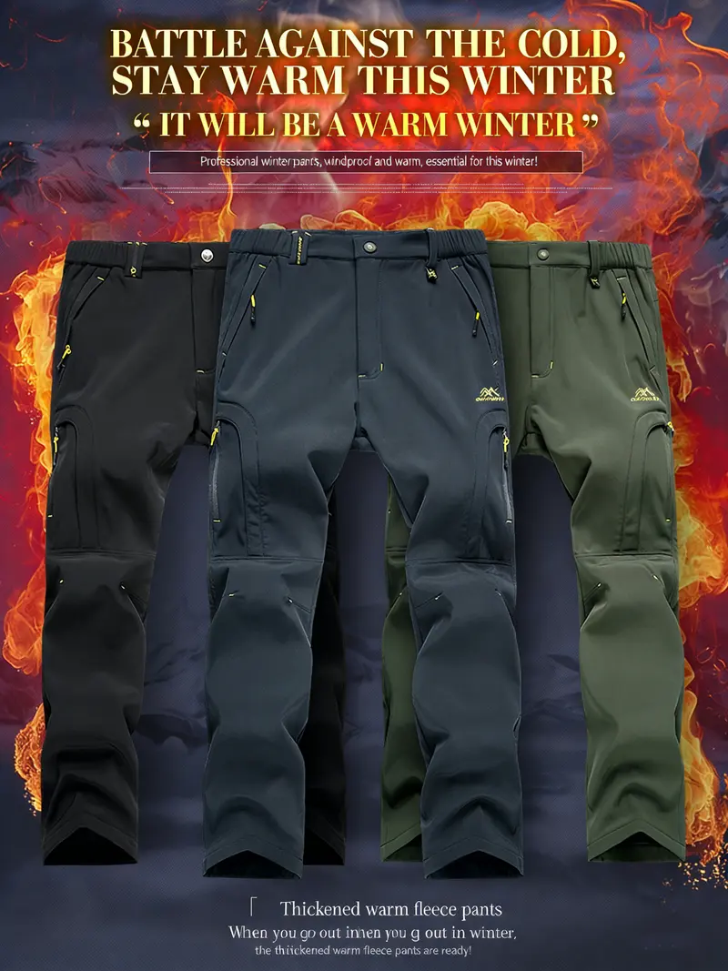 Men's Winter Fleece Lined Windproof Waterproof Outdoor Tactical Pants - Thick Warm Pants; Perfect for Outdoor Hiking, Jogging, Fishing, etc.; Great Gift Idea for Boyfriend or Husband; an essential versatile piece in any men's wardrobe.
