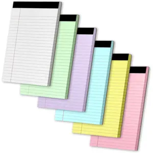 Legal Pads 5" X 8", 6 Pack Colored Note Pads, College Ruled Yellow Lined Paper Pads, Letter & Legal Ruled Pads, 30 Sheets per Small Writing Pads 5x8 for School, , Office, Business