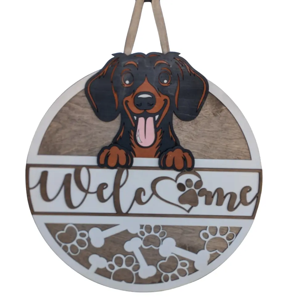 Dachshund Door Hanger – Handcrafted Wooden Welcome Sign for Dog Lovers