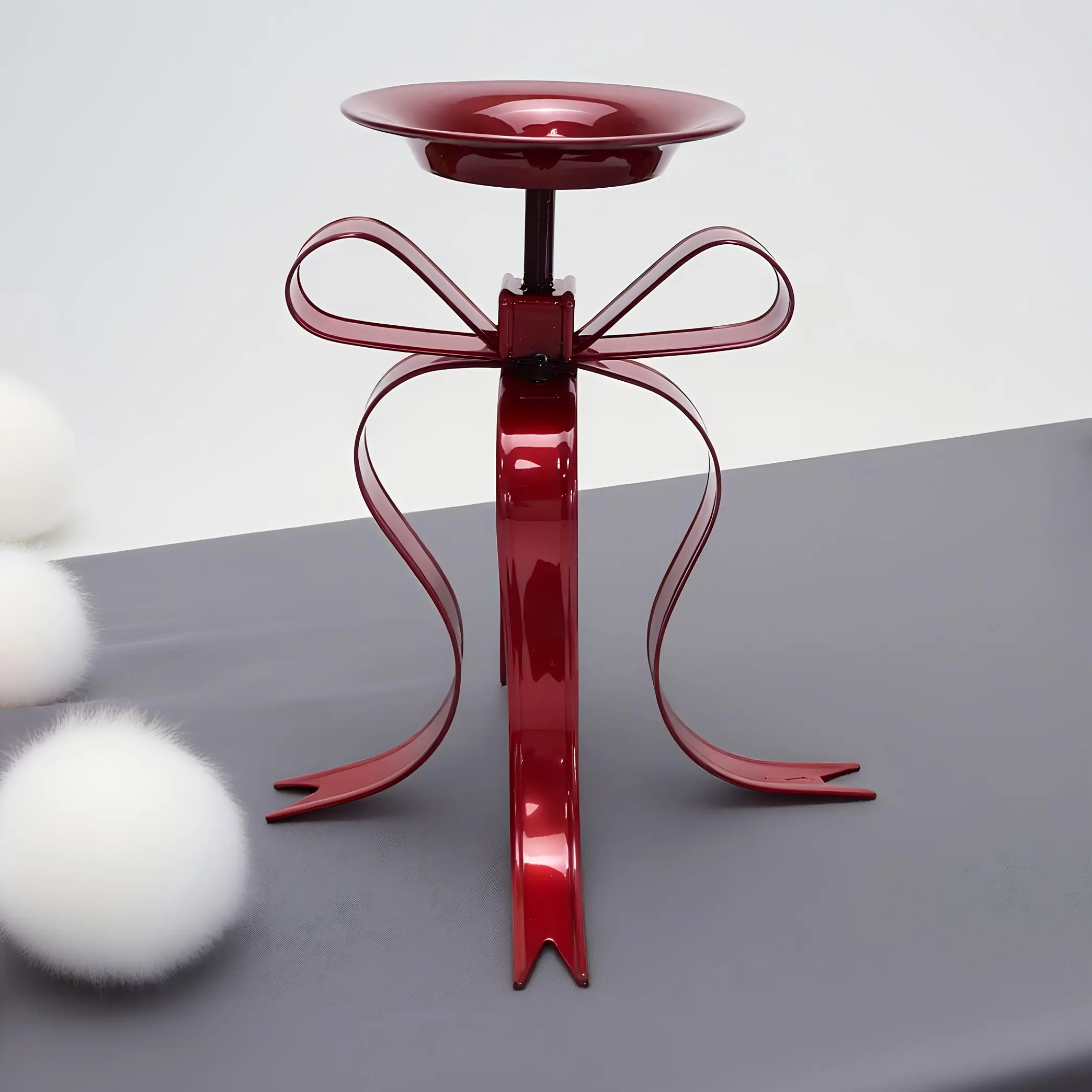 Elegant Metallic Candle Holder - Burgundy Table Centerpiece for Valentine's Day, Wedding, Proposal, Anniversary, Romantic Night Date, Christmas - Sturdy Base, No Electricity Needed - Indoor/Outdoor Party Decoration - Easy to Clean, Holiday Tableware