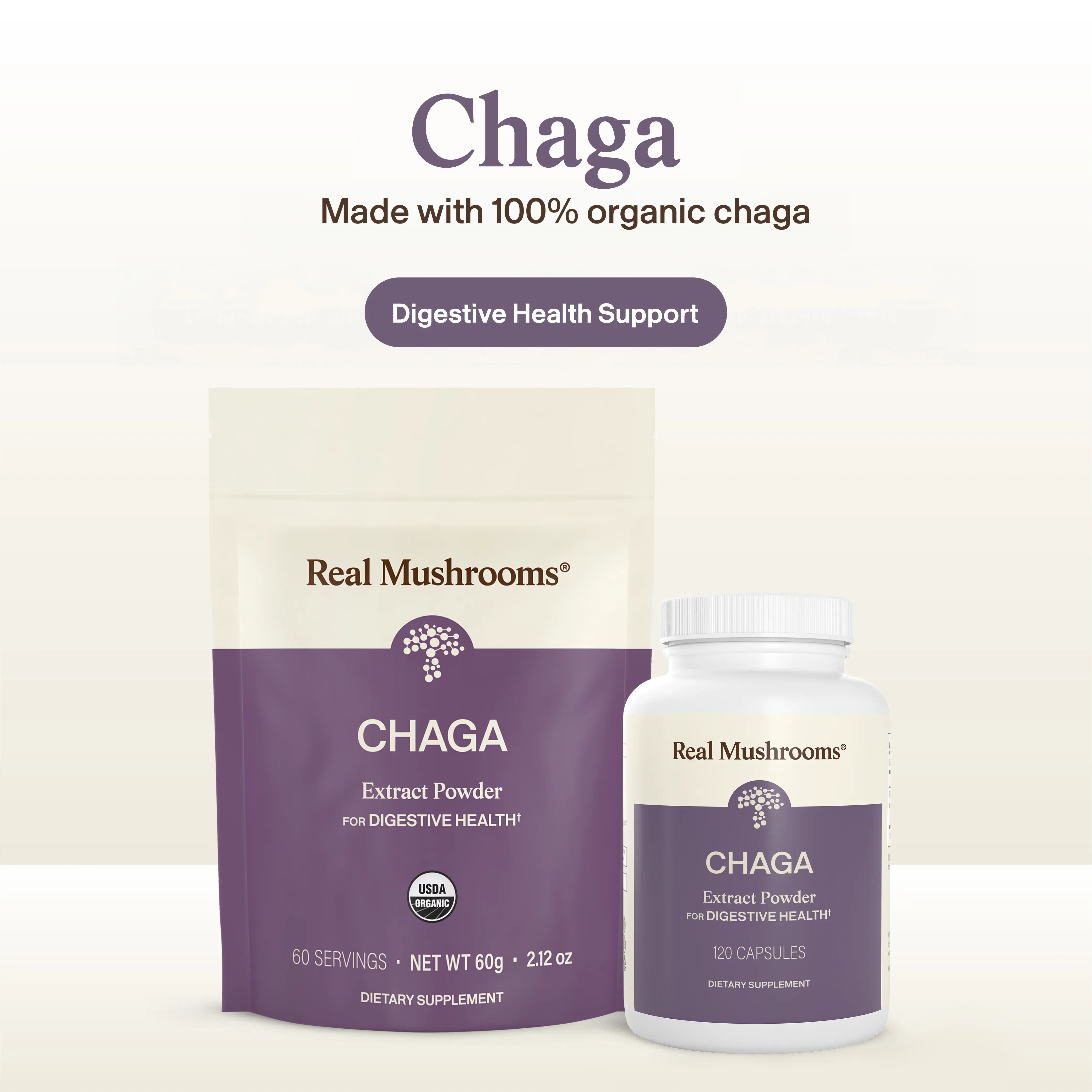 Real Mushrooms Organic Chaga Extract Powder | Wild Harvested 1000mg Per Serving | Hot Water Extracted | USDA Certified | Vegan Gluten Free Non GMO | 60g or 150g Pouch
