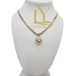 LaYaiBoutique #2187 14k Gold Plated Heart Necklace and Pendant High Quality