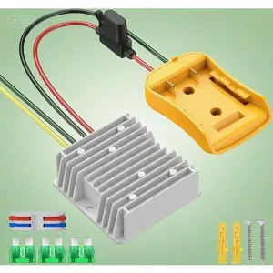 12V 20A DC Buck Converter with Wire Terminal, 240W Step Down Voltage Regulator for Power Tool Batteries, 30A Fuse Protection, Heavy Duty Power Adapter, Waterproof & Overload Protection