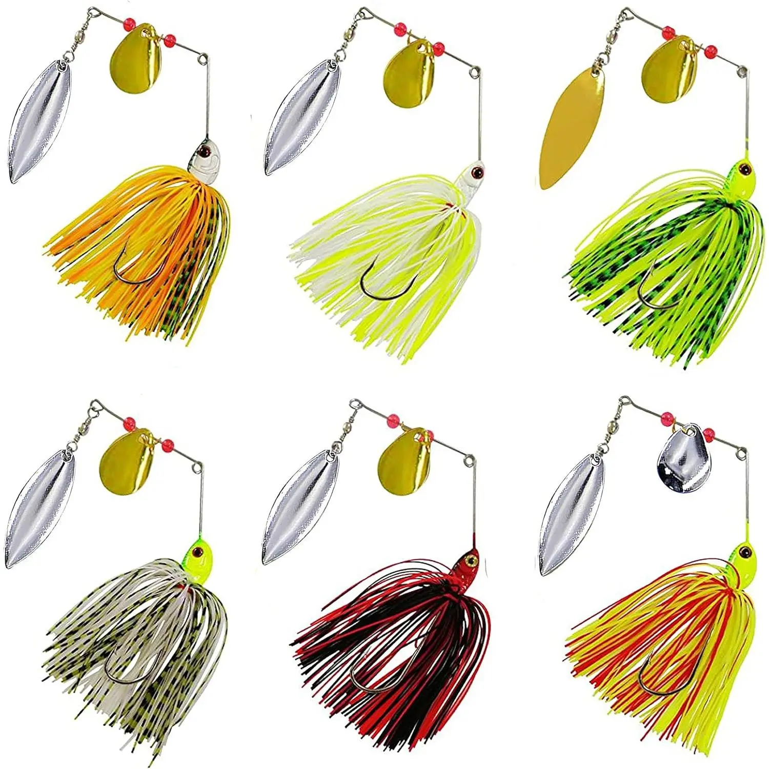 Bass  Spinner  Kits Bass Lures Hard Metal Spinnerbait Jigs Multicolor Buzzbait Swimbaits Silicon Skirt Swim Jigs for Bass Trout Pike Salmon Walleye Freshwater Saltwater