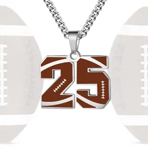 Athlete Rugby 0~99 Number Necklace Silver Football Stainless Steel Men's and Women's Inspirational Couple Jewelry Gift