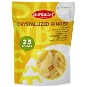 Sunbest Natural - Sliced & Candied Ginger - 2.5 Pounds, Crystallized Ginger for Baking and for Snacking, Vegan Dried Ginger, Non-GMO, Kosher Ginger Candy in Resealable Bags