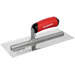 212 MAIN Goldblatt 250434 Stainless Steel 0.25 in. Square Notch Trowel - Anti-Turn Handle, Soft Grip Specialty Power Tool