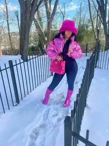 Pink Metallic Puffer Coat