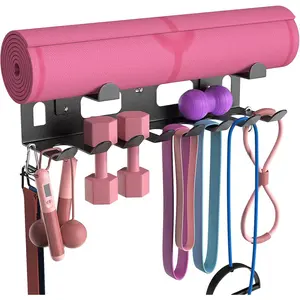 Multi-Purpose Gym Equipment Storage Rack for Resistance Bands - Gym Wall Storage for Exercise Bands, Yoga mat, Jump Ropes, Weight Belts, Straps, Hula Hoop