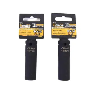 HOTECHE 2 Pcs 1/2" Dr. Air Impact Socket Deep 6 Points CR-MO Metric 15mm 18091215