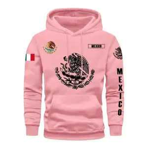 Mexico Print Hooded Sweatshirt, Men's Casual Versatile Fashion Trendy Brand Pullover Hoodie