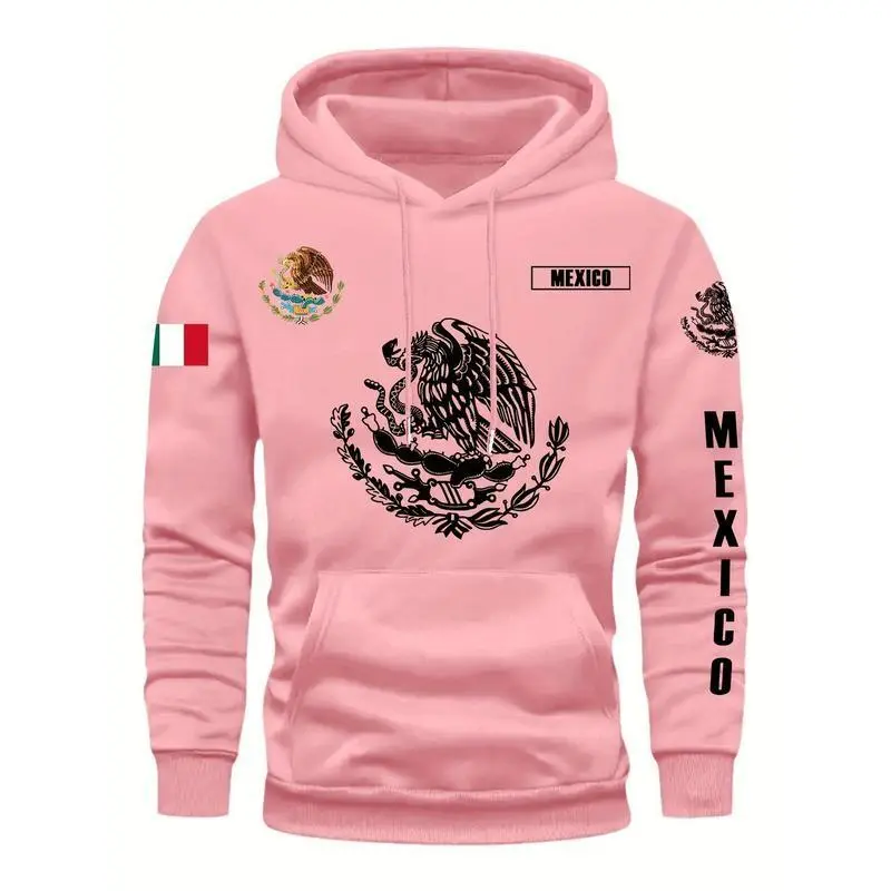 Mexico Print Hooded Sweatshirt, Men's Casual Versatile Fashion Trendy Brand Pullover Hoodie